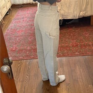 Cream denim cargo pants